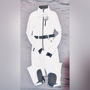 Zara Womens White and Black Belted Ski Suit Brand New w/ Tags